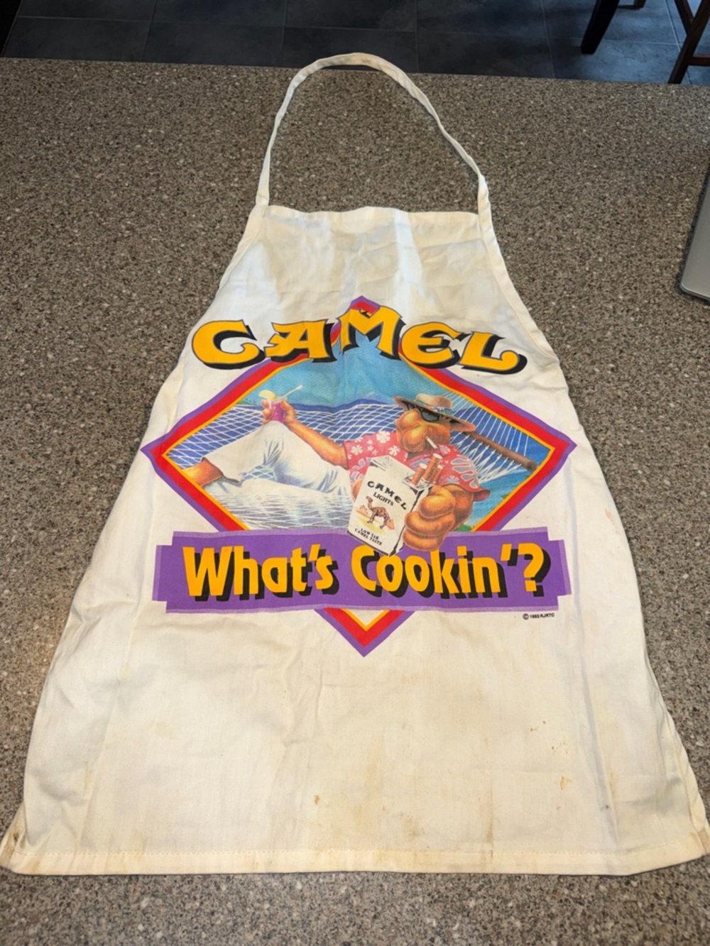 Vintage Camel What's Cookin'? White Graphic BBQ Apron